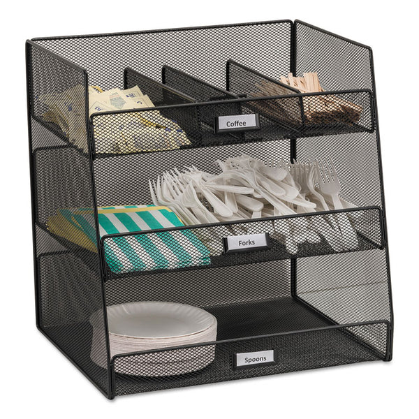 Safco® Onyx Breakroom Organizers, 3 Compartments,14.63 x 11.75 x 15, Steel Mesh, Black (SAF3293BL) Each