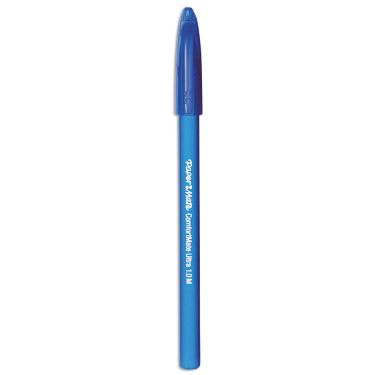 Paper Mate® ComfortMate Ultra Ballpoint Pen, Stick, Medium 1 mm, Blue Ink, Blue Barrel, Dozen (PAP6110187)