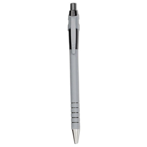 Paper Mate® FlexGrip Ultra Recycled Ballpoint Pen, Retractable, Fine 0.8 mm, Black Ink, Gray/Black Barrel, Dozen (PAP9580131)