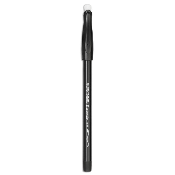 Paper Mate® Eraser Mate Ballpoint Pen, Stick, Medium 1 mm, Black Ink, Black Barrel, Dozen (PAP3930158)