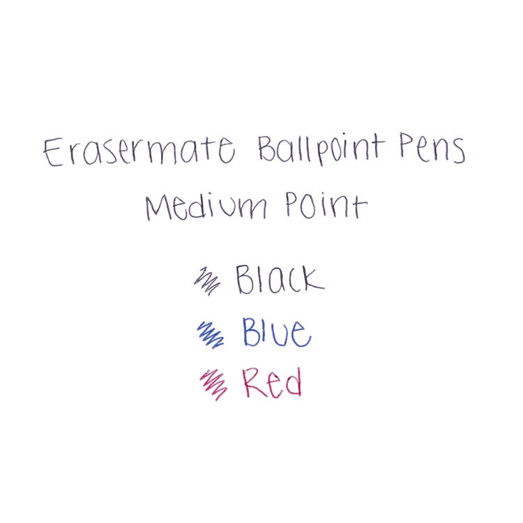 Paper Mate® Eraser Mate Ballpoint Pen, Stick, Medium 1 mm, Red Ink, Red Barrel, Dozen (PAP3920158)