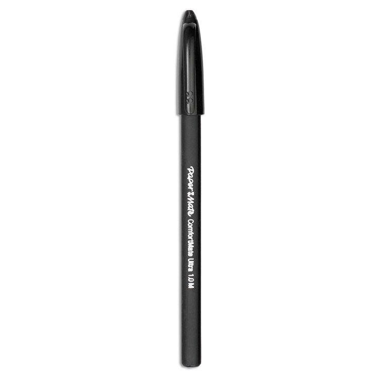 Paper Mate® ComfortMate Ultra Ballpoint Pen, Stick, Medium 1 mm, Black Ink, Black Barrel, Dozen (PAP6130187) Box of 12