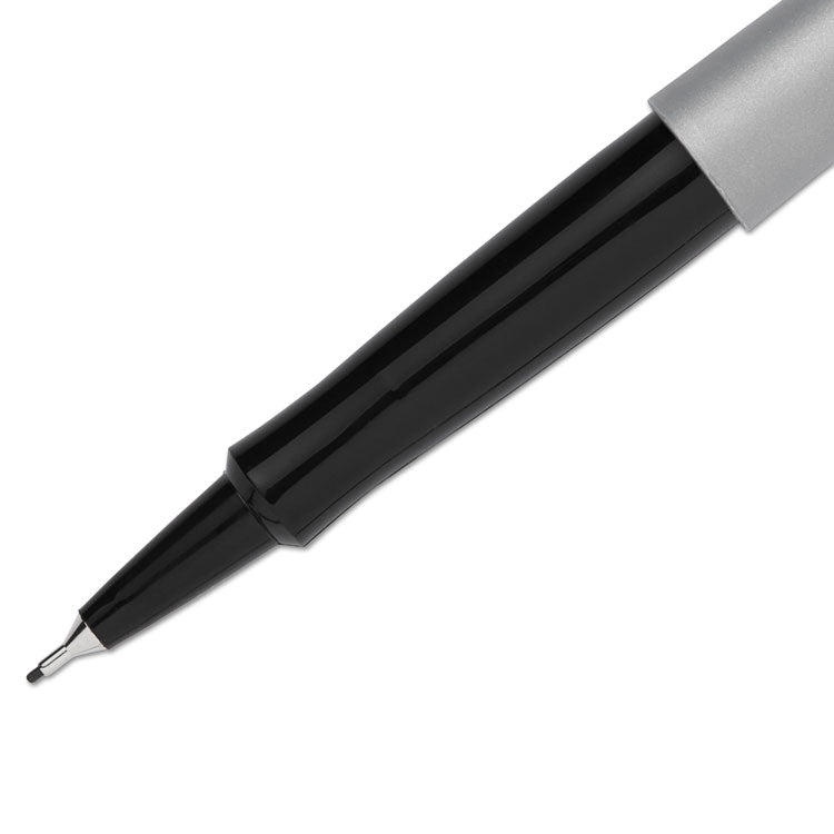 Paper Mate® Flair Felt Tip Porous Point Pen, Stick, Extra-Fine 0.4 mm, Black Ink, Gray/Black Barrel, Dozen (PAP8330152)