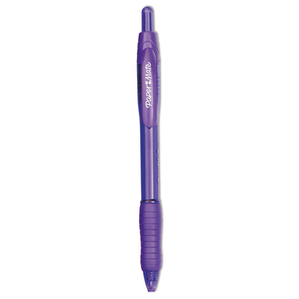 Paper Mate® Profile Ballpoint Pen, Retractable, Bold 1.4 mm, Purple Ink, Translucent Purple Barrel, Dozen (PAP35830)