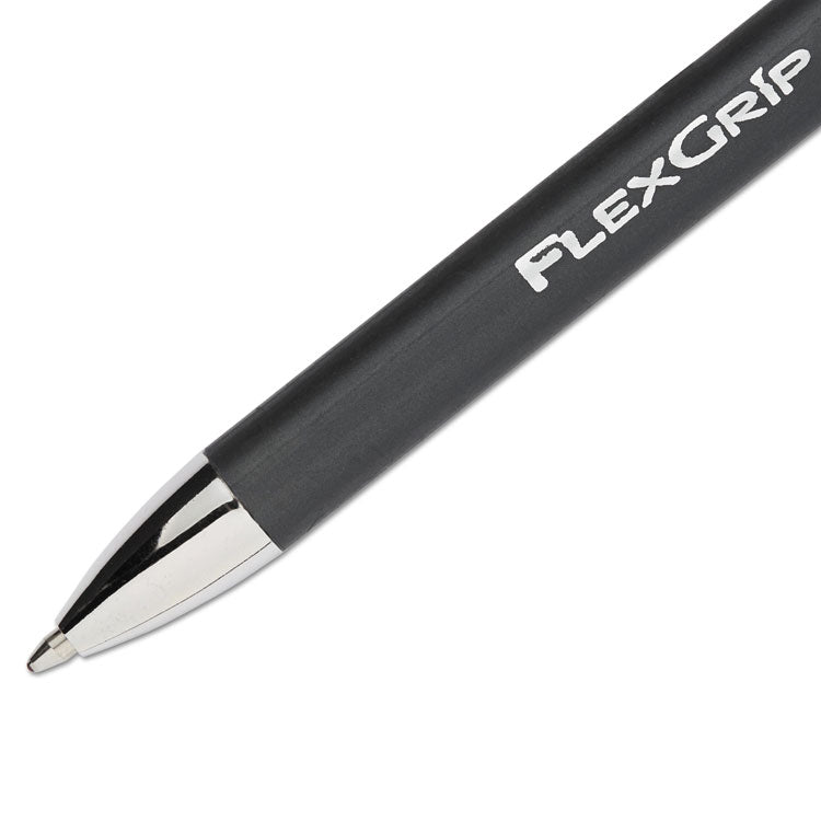 Paper Mate® FlexGrip Elite Ballpoint Pen, Retractable, Medium 1 mm, Black Ink, Black Barrel, Dozen (PAP85580)