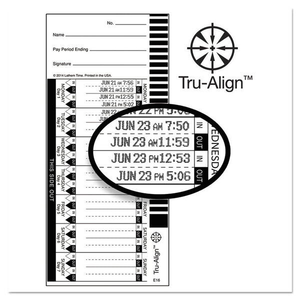 Lathem® Time Time Clock Cards for Lathem Time 1600E, One Side, 4 x 9, 100/Pack (LTH16100)