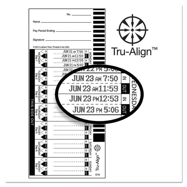 Lathem® Time Time Clock Cards for Lathem Time 1600E, One Side, 4 x 9, 100/Pack (LTH16100) Pack of 100