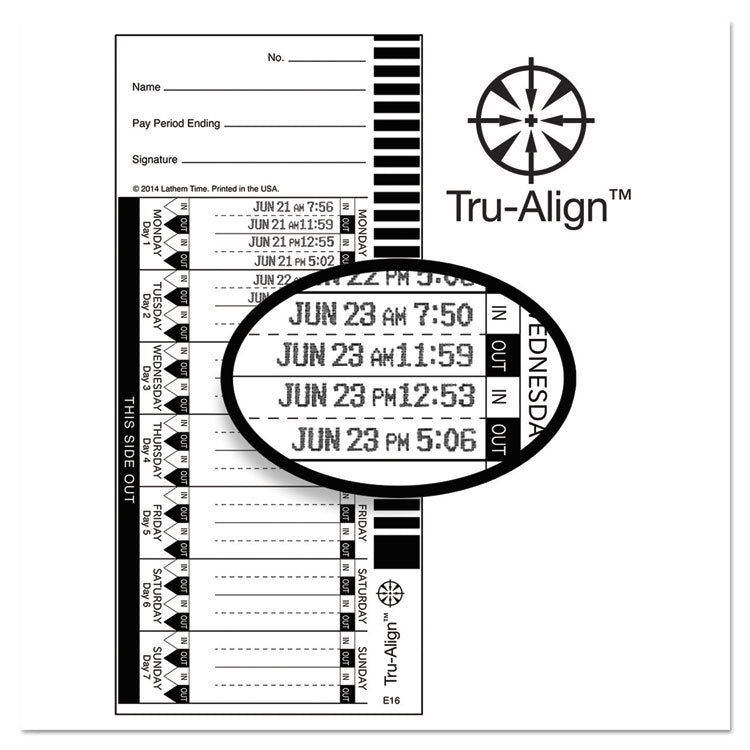 Lathem® Time Time Clock Cards for Lathem Time 1600E, One Side, 4 x 9, 100/Pack (LTH16100) Pack of 100