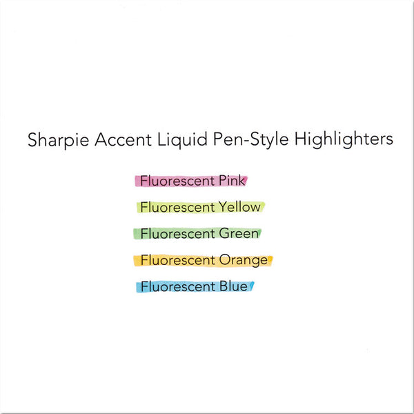 Sharpie® Liquid Pen Style Highlighters, Assorted Ink Colors, Chisel Tip, Assorted Barrel Colors, 5/Set (SAN24575PP)