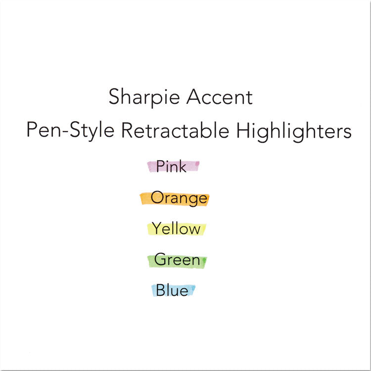 Sharpie® Retractable Highlighters, Assorted Ink Colors, Chisel Tip, Assorted Barrel Colors, 5/Set (SAN28175PP) Set of 5