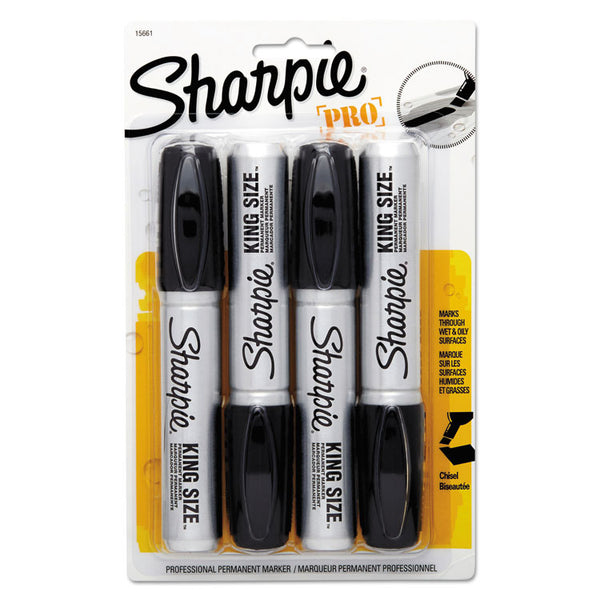 Sharpie® King Size Permanent Marker, Broad Chisel Tip, Black, 4/Pack (SAN15661PP)