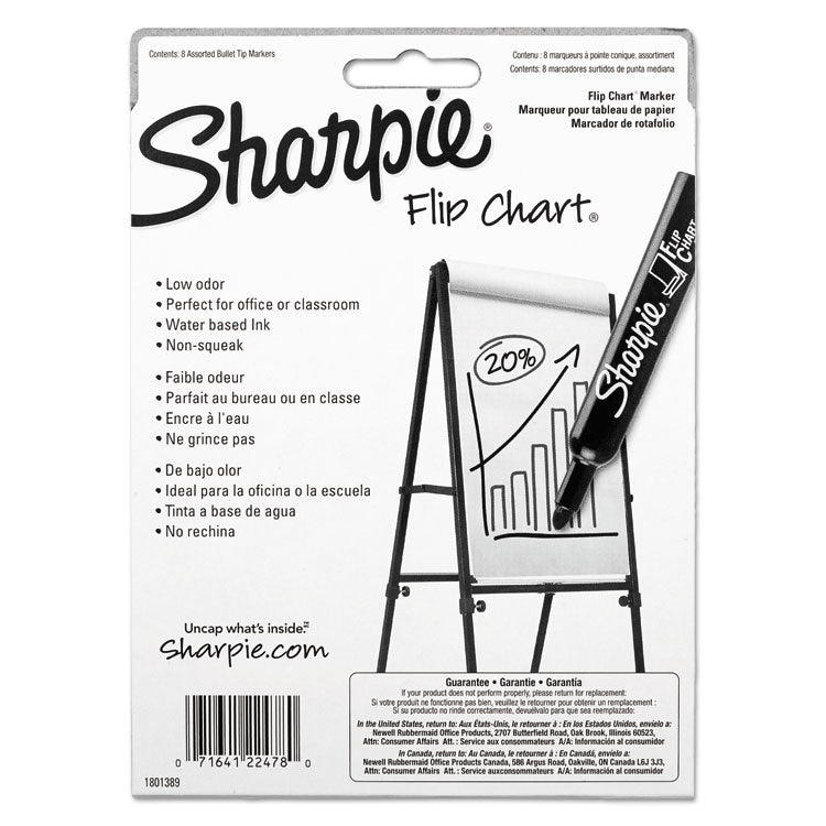 Sharpie® Flip Chart Marker, Broad Bullet Tip, Assorted Colors, 8/Set (SAN22480PP) Pack of 8