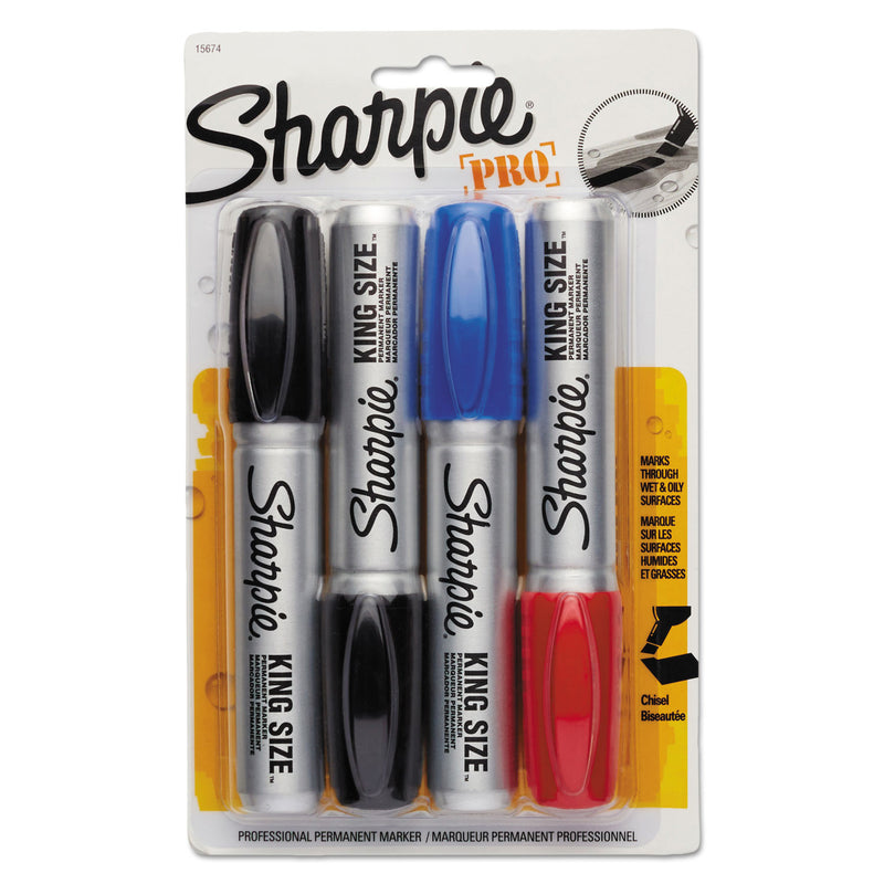 Sharpie® King Size Permanent Marker, Broad Chisel Tip, Assorted Colors, 4/Set (SAN1799262) Set of 4
