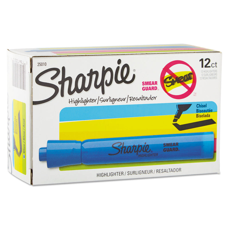 Sharpie Tank Style Highlighters, Chisel Tip, Blue, Dozen (SAN25010B) Box of 12