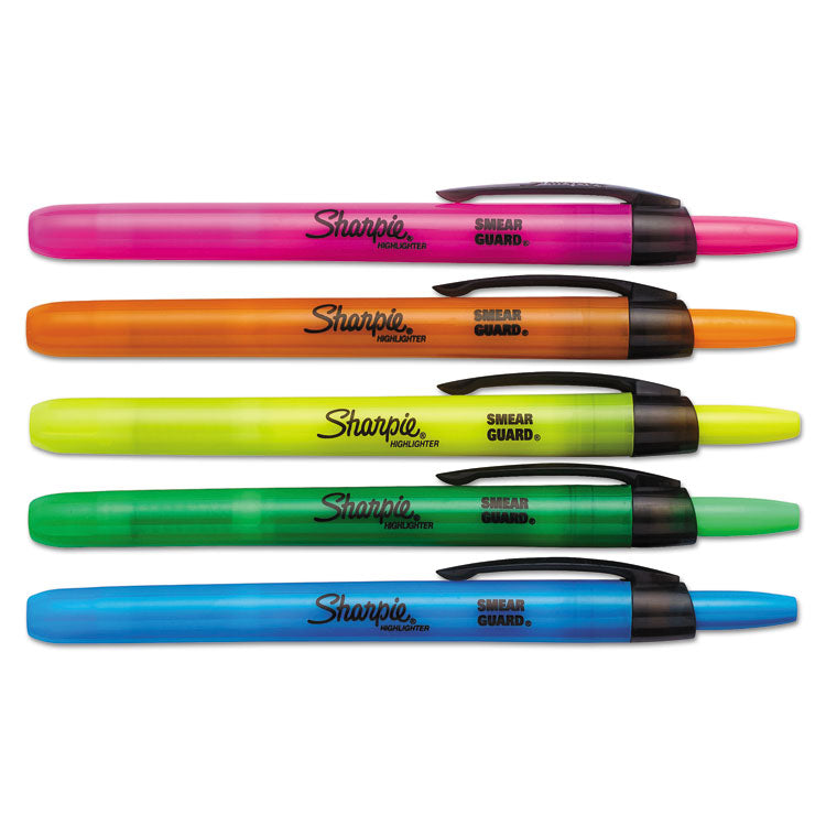 Sharpie® Retractable Highlighters, Assorted Ink Colors, Chisel Tip, Assorted Barrel Colors, 5/Set (SAN28175PP) Set of 5