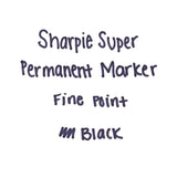 Sharpie® Super Permanent Marker, Fine Bullet Tip, Black, 6/Pack (SAN33666PP) Pack of 6
