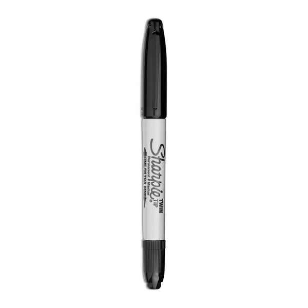 Sharpie® Twin-Tip Permanent Marker, Extra-Fine/Fine Bullet Tips, Black, Dozen (SAN32001)