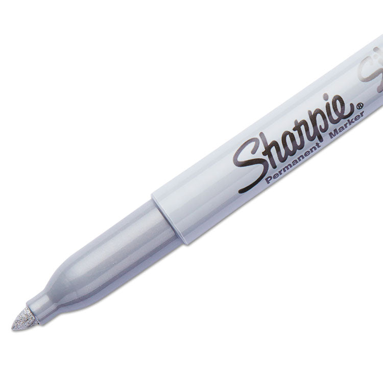 Sharpie® Metallic Fine Point Permanent Markers, Fine Bullet Tip, Metallic Silver, 4/Pack (SAN39109PP) Pack of 4