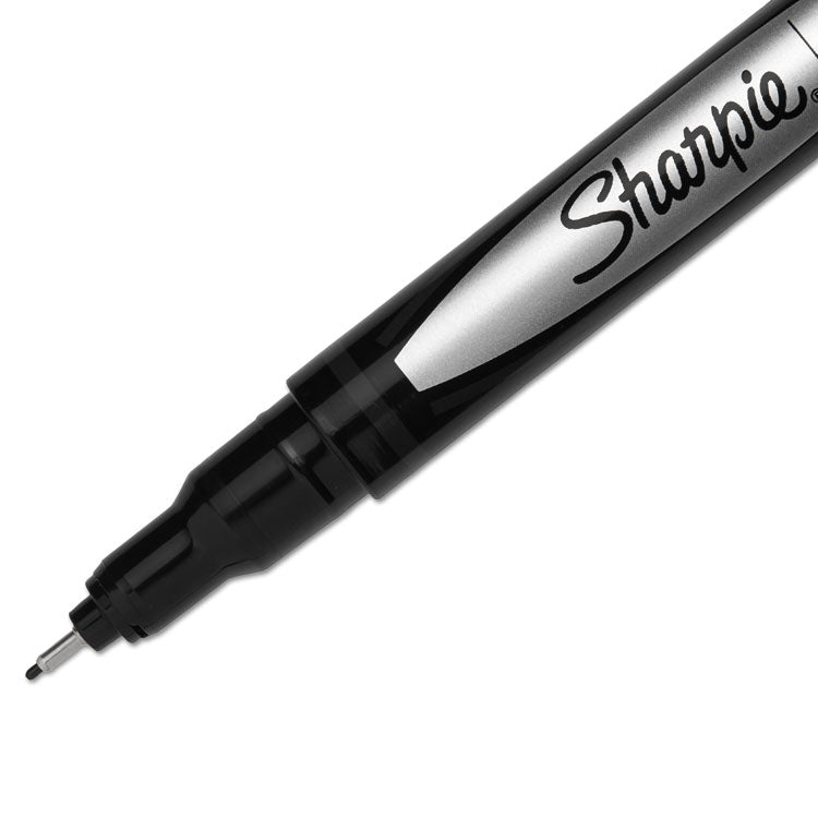 Sharpie® Water-Resistant Ink Porous Point Pen, Stick, Fine 0.4 mm, Black Ink, Black Barrel, Dozen (SAN1742663) 1 Dozen