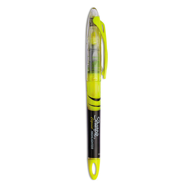 Sharpie® Liquid Pen Style Highlighters, Fluorescent Yellow Ink, Chisel Tip, Yellow/Black/Clear Barrel, Dozen (SAN1754463)