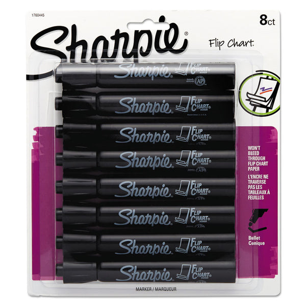 Sharpie® Flip Chart Marker, Broad Bullet Tip, Black, 8/Pack (SAN1760445)