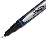 Sharpie® Water-Resistant Ink Porous Point Pen, Stick, Fine 0.4 mm, Blue Ink, Black/Blue Barrel, Dozen (SAN1742664) Box of 12