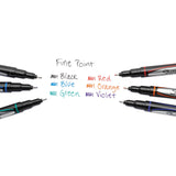 Sharpie® Water-Resistant Ink Porous Point Pen, Stick, Fine 0.4 mm, Blue Ink, Black/Blue Barrel, Dozen (SAN1742664) Box of 12
