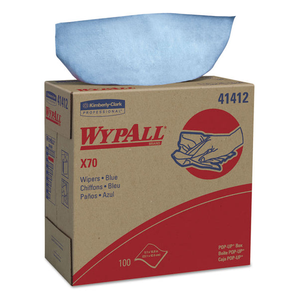 WypAll® X70 Cloths, POP-UP Box, 9.13 x 16.8, Blue, 100/Box, 10 Boxes/Carton (KCC41412)
