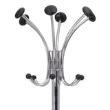 Alba™ Chromy Coat Stand, 12 Knobs, 16w x 16d x 70.5h, Chrome/Black (ABAPMCLAS) Each