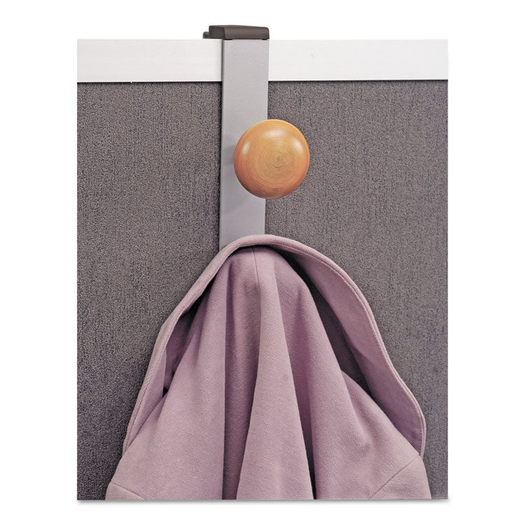 Alba™ Cubicle Garment Peg, 2-Hook, 1.2 x 1.38 x 7.9, Wood, Metallic Gray, 1.5 lb Capacity (ABAPM2PARTBO)