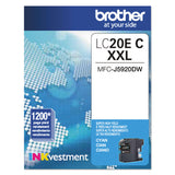 Brother LC20EC INKvestment Super High-Yield Ink, 1,200 Page-Yield, Cyan (BRTLC20EC)