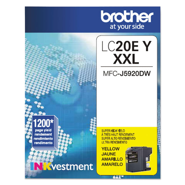 Brother LC20EY INKvestment Super High-Yield Ink, 1,200 Page-Yield, Yellow (BRTLC20EY)