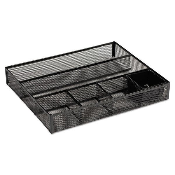 Rolodex™ Metal Mesh Deep Desk Drawer Organizer, Six Compartments, 15.25 x 11.88 x 2.5, Black (ROL22131) Each