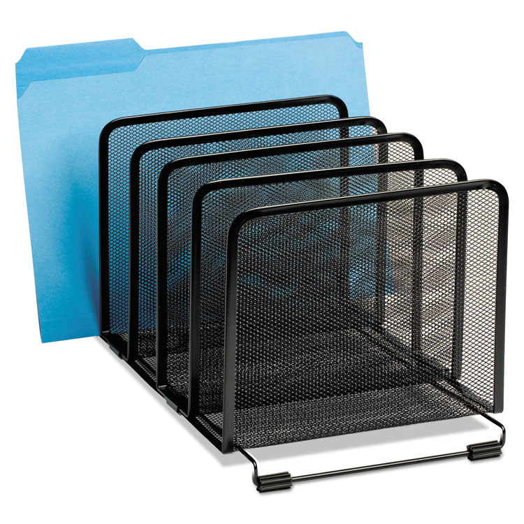 Rolodex™ Mesh Stacking Sorter, 5 Sections, Letter to Legal Size Files, 8.25" x 14.38" x 7.88", Black (ROL22141) Each
