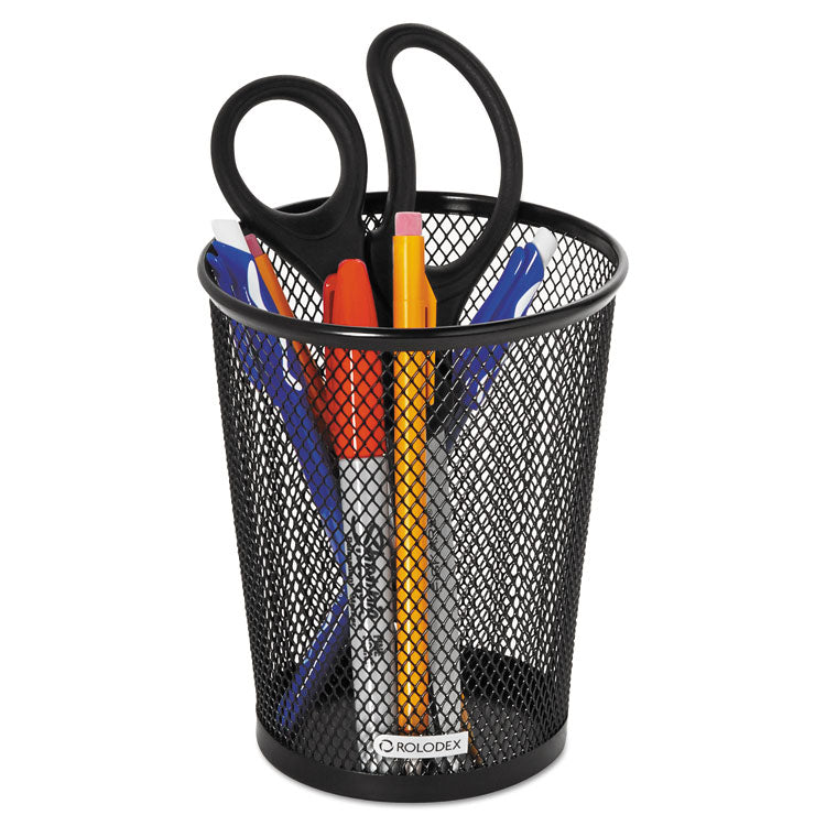 Rolodex™ Nestable Jumbo Wire Mesh Pencil Cup, 4.38" Diameter x 5.4"h, Black (ROL62557) Each