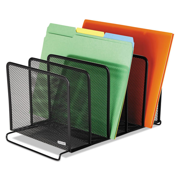 Rolodex™ Mesh Stacking Sorter, 5 Sections, Letter to Legal Size Files, 8.25" x 14.38" x 7.88", Black (ROL22141)