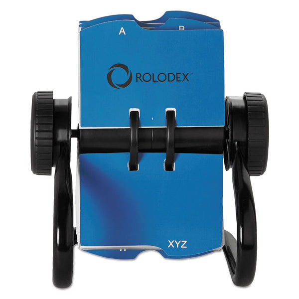 Rolodex™ Open Rotary Business Card File with 24 Guides, Holds 400 2.63 x 4 Cards, 6.5 x 5.61 x 5.08, Metal, Black (ROL67236)