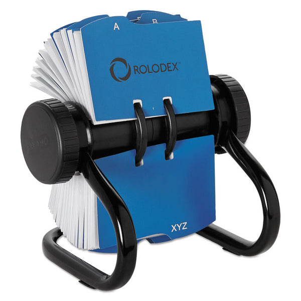 Rolodex™ Open Rotary Business Card File with 24 Guides, Holds 400 2.63 x 4 Cards, 6.5 x 5.61 x 5.08, Metal, Black (ROL67236)