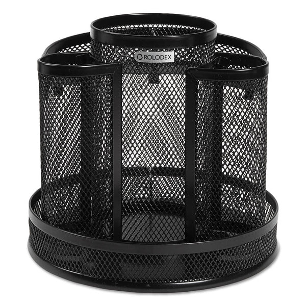 Rolodex™ Wire Mesh Spinning Desk Sorter, 8 Compartments, Steel Mesh, 6.5" Diameter x 6.5"h, Black (ROL1773083)