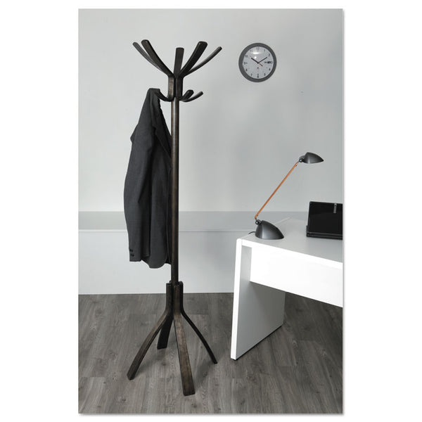 Alba™ Cafe Wood Coat Stand, Ten Peg/Five Hook, 21.67w x 21.67d x 69.33h, Espresso Brown (ABAPMCAFE) Each