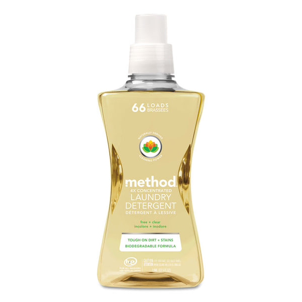 Method® 4X Concentrated Laundry Detergent, Free and Clear, 53.5 oz Bottle, 4/Carton (MTH01491) Case of 4