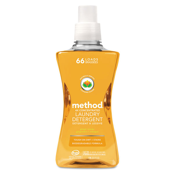 Method® 4X Concentrated Laundry Detergent, Ginger Mango, 53.5 oz Bottle, 4/Carton (MTH01490) Case of 4