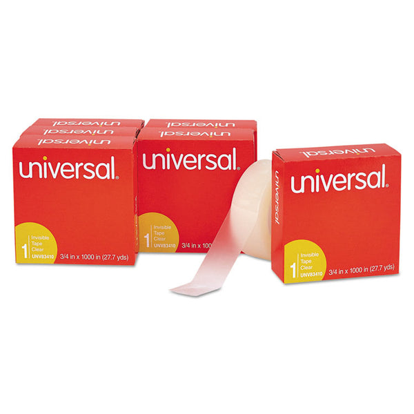 Universal® Invisible Tape, 1" Core, 0.75" x 83.33 ft, Clear, 6/Pack (UNV83410)