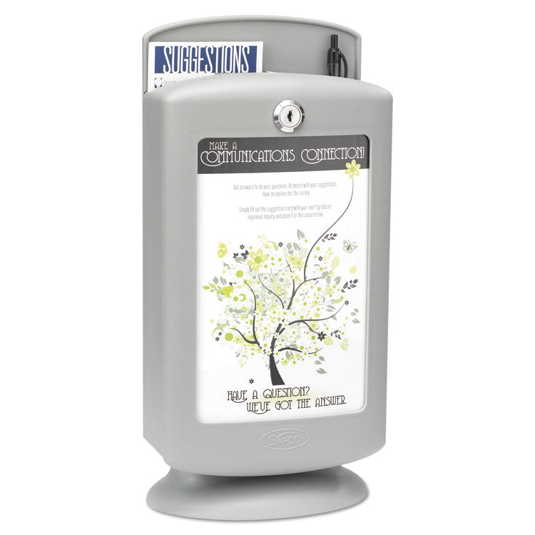 Safco® Customizable Plastic Suggestion Box, 7 x 5 x 14.5, Light Gray, Ships in 1-3 Business Days (SAF4233GR) Each