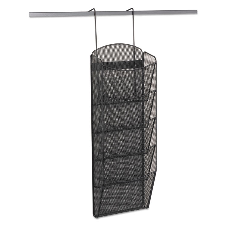 Safco® Onyx Mesh Literature Rack, Five Compartments, 10.25w x 3.5d x 28.33h, Black (SAF5578BL) Each
