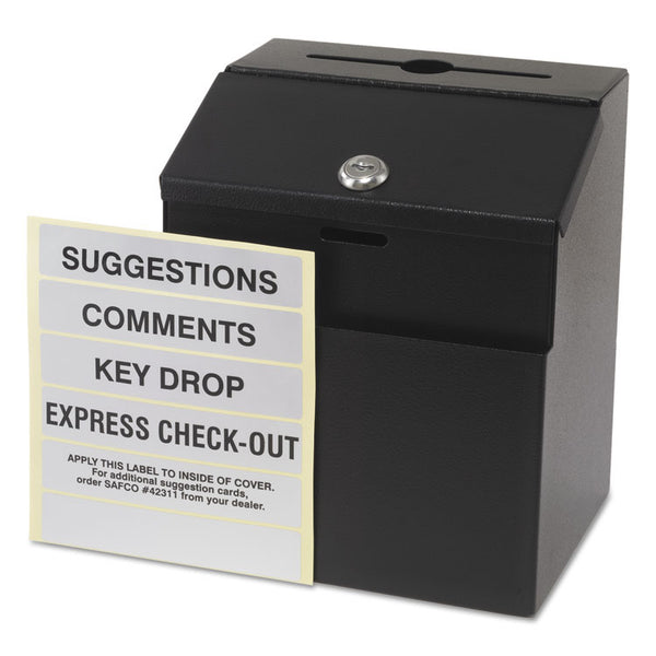 Safco® Steel Suggestion/Key Drop Box with Locking Top, 7 x 6 x 8.5, Black Powder Coat Finish (SAF4232BL) Each