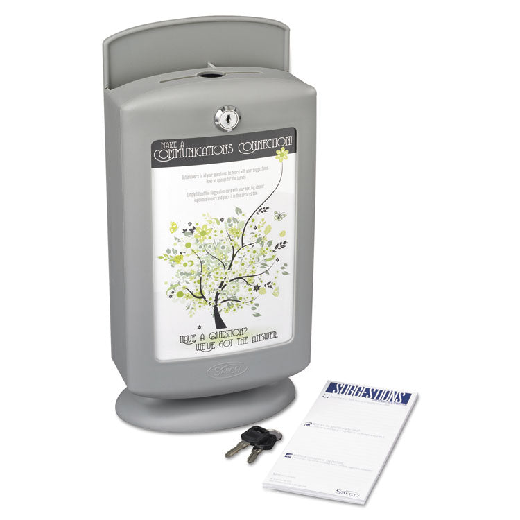 Safco® Customizable Plastic Suggestion Box, 7 x 5 x 14.5, Light Gray, Ships in 1-3 Business Days (SAF4233GR) Each