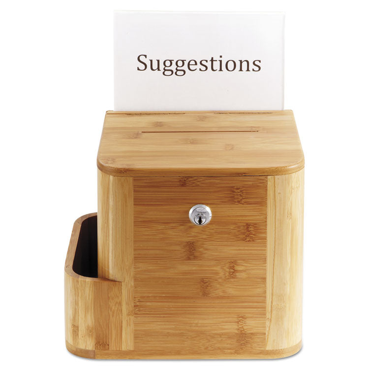 Safco® Bamboo Suggestion Boxes, 10 x 8 x 14, Natural (SAF4237NA) Each