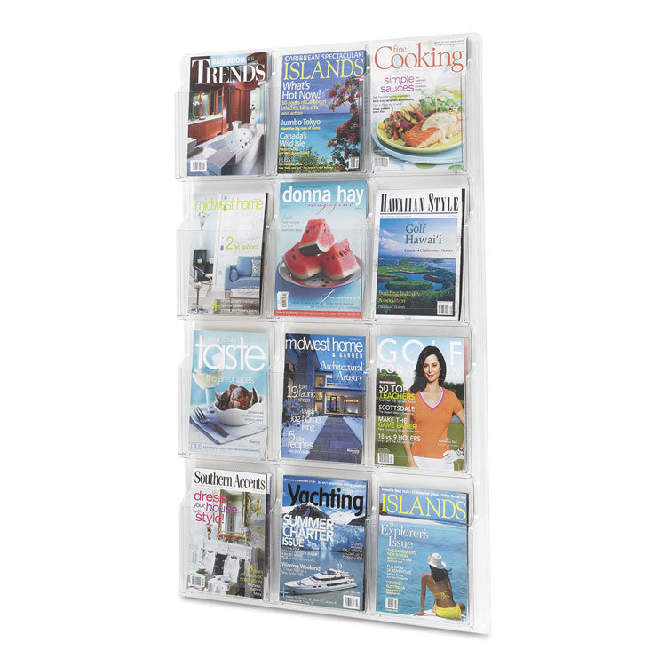 Safco® Reveal Clear Literature Displays, 12 Compartments, 30w x 2d x 49h, Clear (SAF5602CL) Each