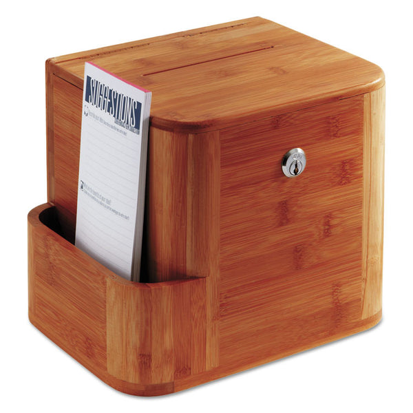 Safco® Bamboo Suggestion Boxes, 10 x 8 x 14, Cherry (SAF4237CY)